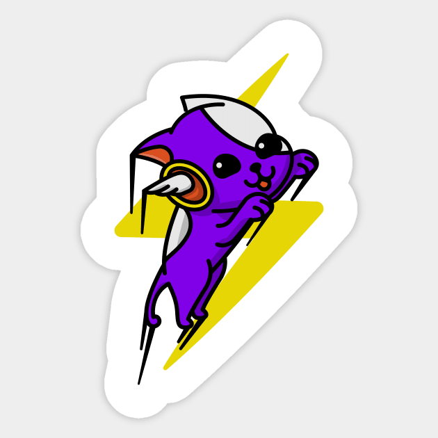 Lightning Bolt Flying Dog Purple Sticker by BradleyHeal